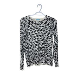 NWOT J. McLaughlin Printed Button Detailed Sleeve Lightweight Sweater Top